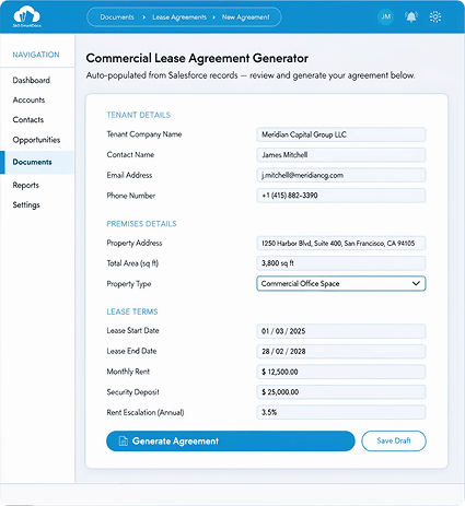 SmartDocs Document Generation Dashboard