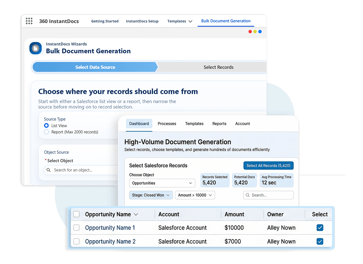 InstantDocs Bulk Document Generation Dashboard