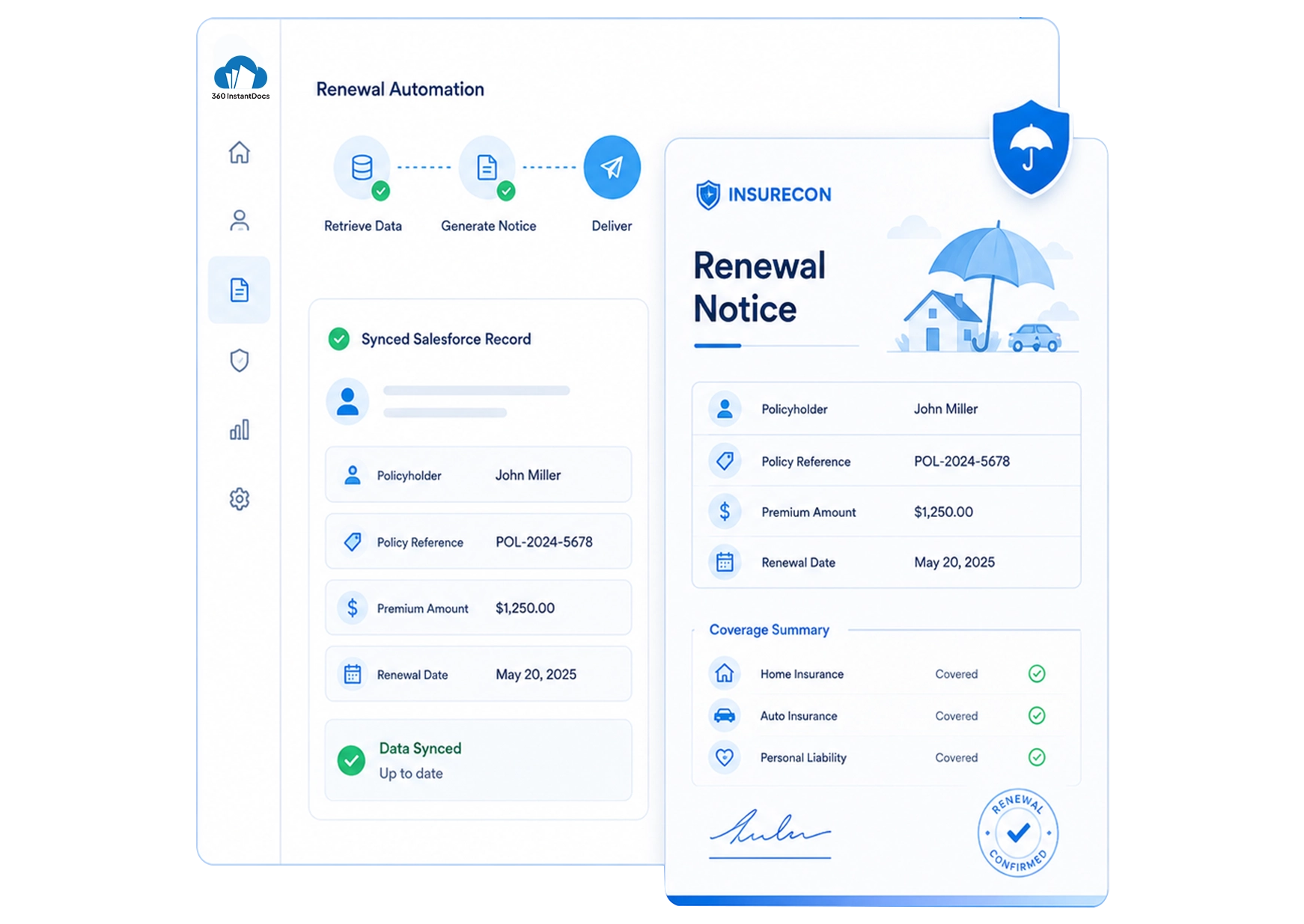 InstantDocs Document Generation Dashboard