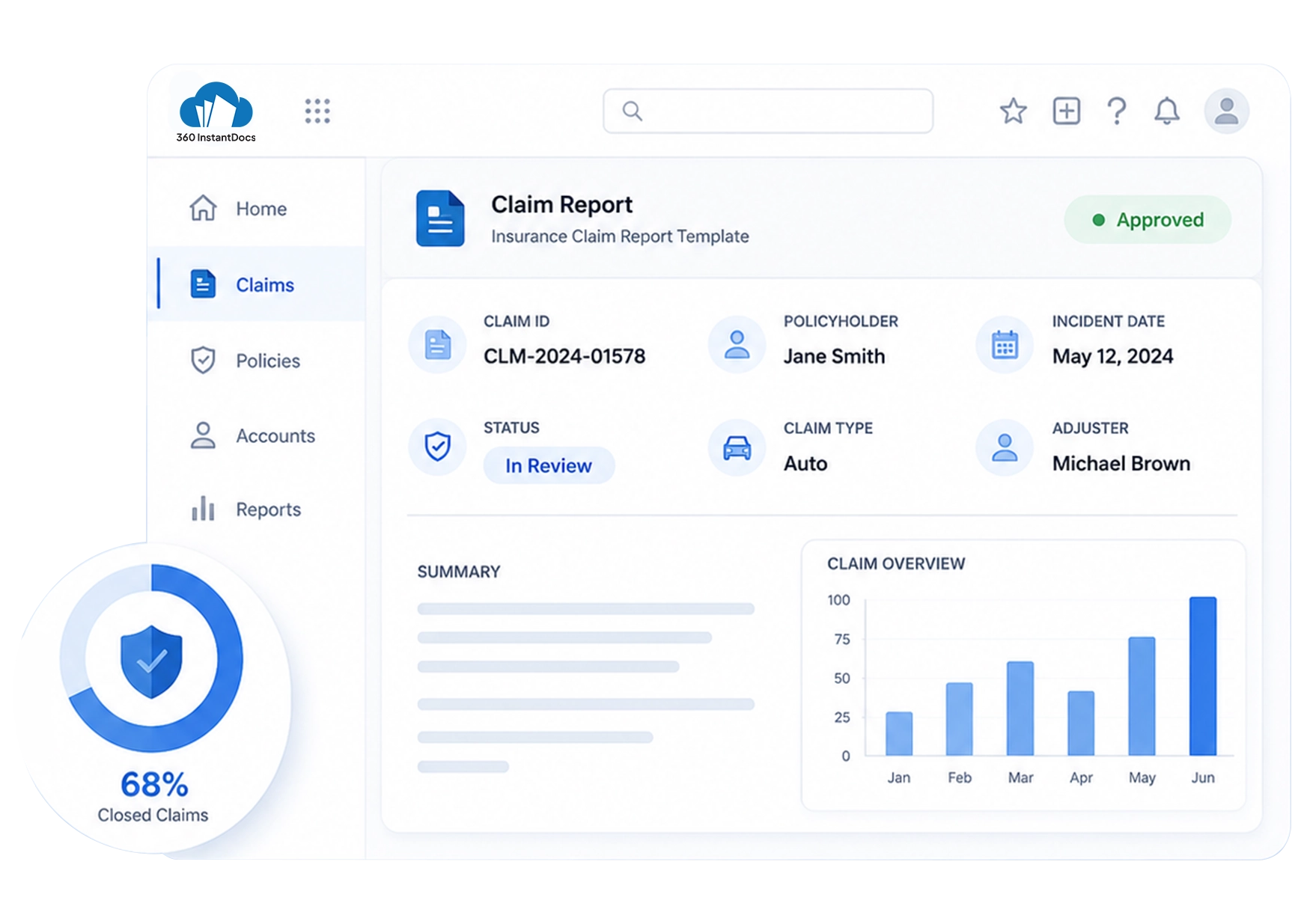 InstantDocs Document Generation Dashboard