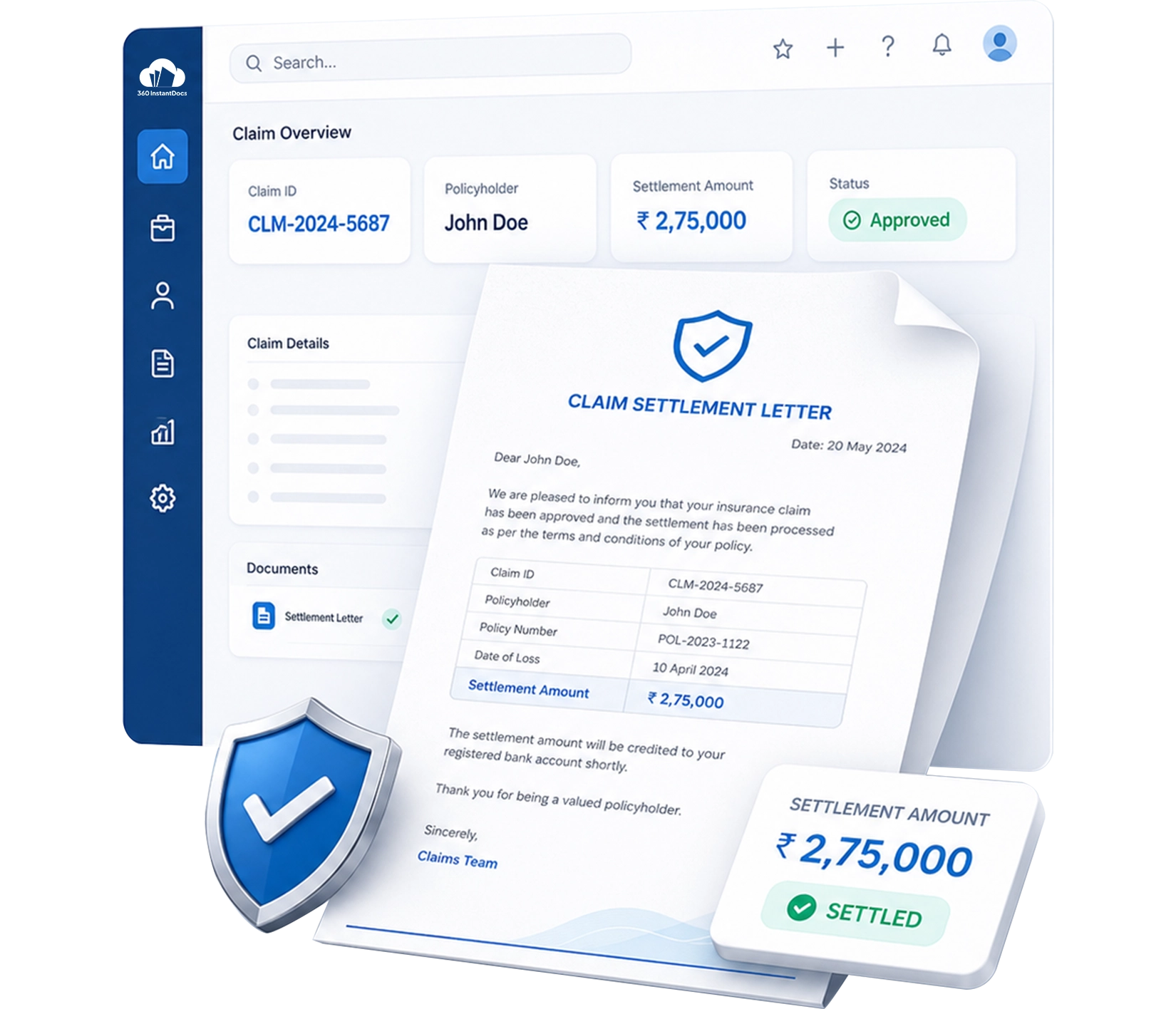 InstantDocs Document Generation Dashboard
