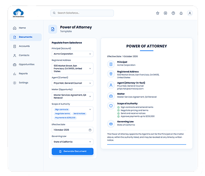 InstantDocs Document Generation Dashboard